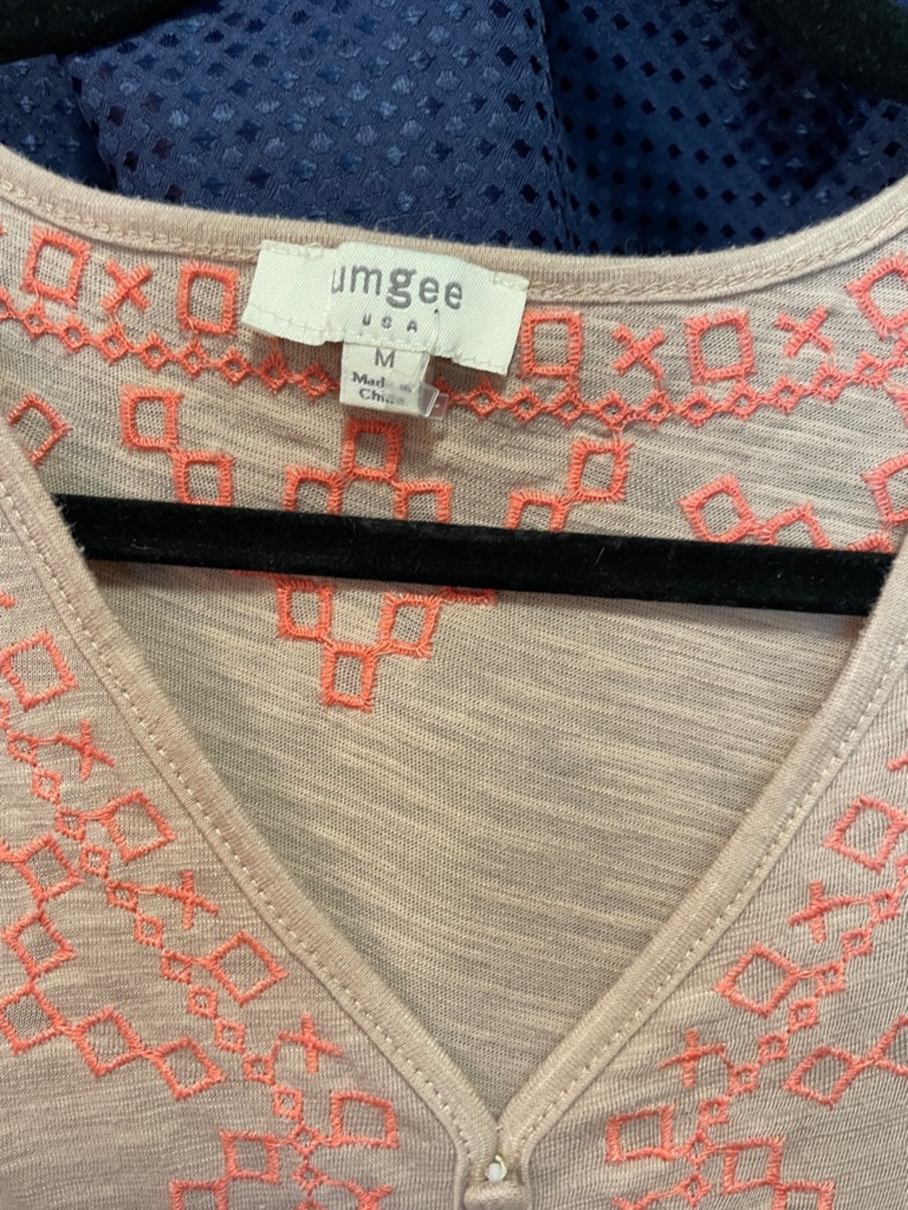Umgee Cream Tunic with Coral Embroidery - Picture 4 of 11